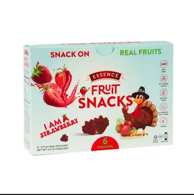 Vegan Strawberry Fruit Snacks Pouches 6 ct