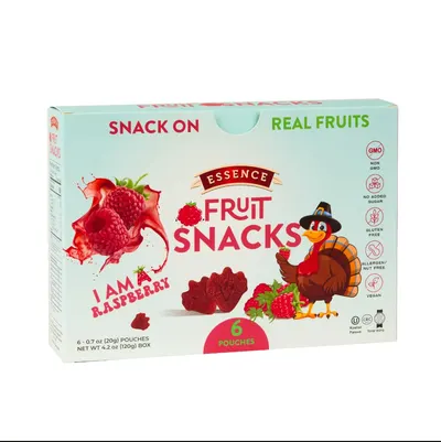 Vegan Raspberry Fruit Snacks Pouches 6 ct