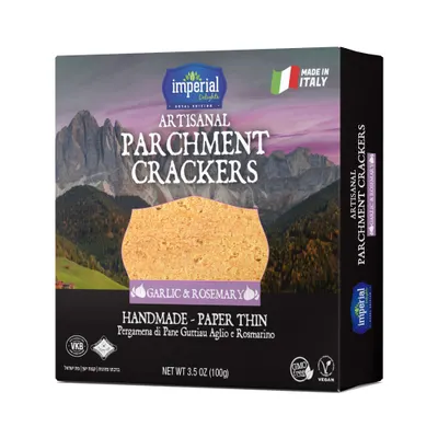 Vegan Garlic & Rosemary Parchment Crackers