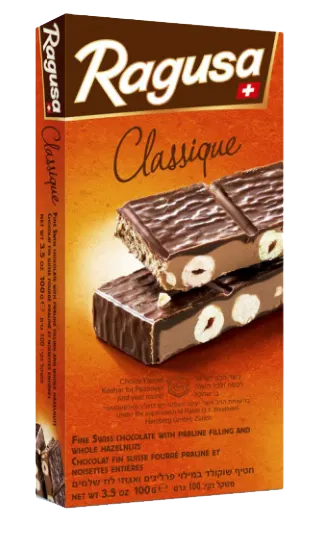 Ragusa Swiss Chocolate with Praline Filling and Whole Hazelnuts