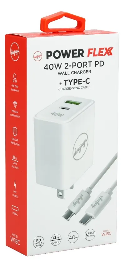 40W 2-Port PD Type-C Wall Charger