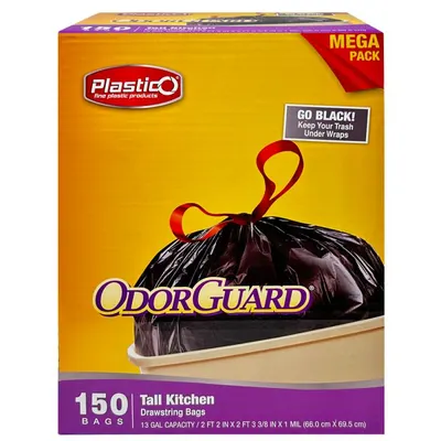 Odorguard Tall Kitchen Drawstring Bags 150 ct