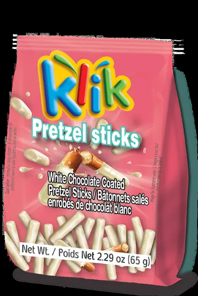 White Chocolate Coated Pretzel Sticks