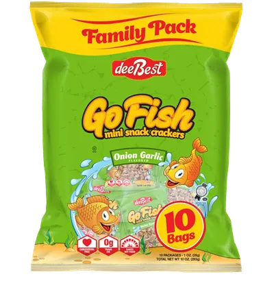 Go Fish Mini Snack Crackers Onion Garlic 10 pk