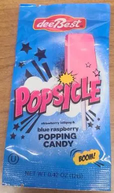 Popsicle Strawberry Lollipop & Blue Rapspberry Popping Candy