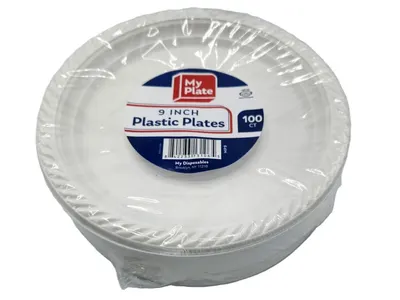 "9"""" Plastic Plates 100 ct"