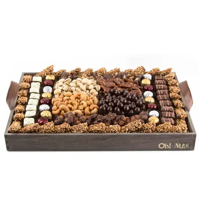 Lavish Wooden Tray with Sweet & Nuts