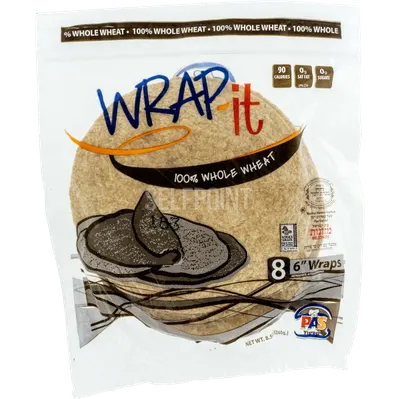 "6"""" 100% Whole Wheat Wraps 8 ct"