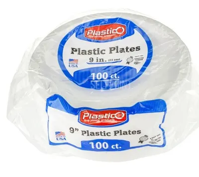 "9"""" White Plastic Plates"