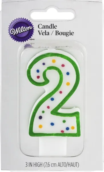 Candle 3 In High Numeral 2 Green