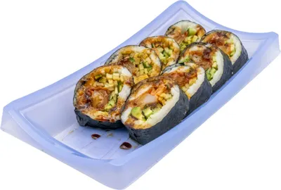 Spider Roll- fried kani, cucumber, avocado, lettuce