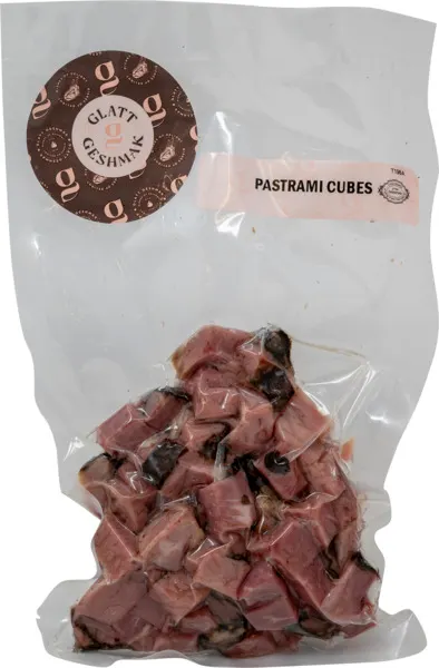 Vacuum Packed Navel Pastrami Cubes · ~1 lb