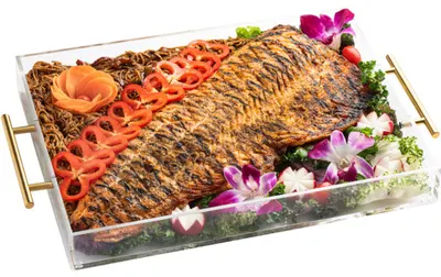 Side Of Salmon Over Herbed Pasta Plexiglass
